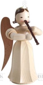 Langrockengel mit Blockflöte, 22 cm - natur